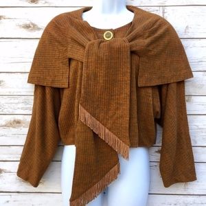 Dolman Sleeve Lagenlook Crop Jacket w Shawl Collar